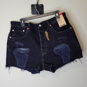 NWT Levi's 501 Button Fly black denim shorts